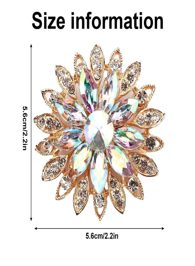 Wanheart Rhinestone Flower Brooch Pin - Vintage Rose & Sunflower Crystal Brooches for Women, Large Elegant Pin with Gold & Pearl Accents, Fashion Jewelry for Dresses, Hats & Bags (Tape F) - Image 2